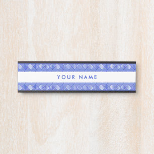 Griechisch Meander Key Squares Muster Blau Türschild