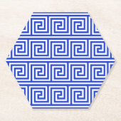 Griechisch Meander Key Squares Muster Blau Untersetzer (Vorderseite)