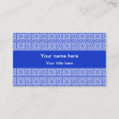 Griechisch Meander Key Squares Muster Blau Visitenkarte (Rückseite)