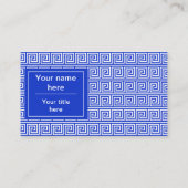 Griechisch Meander Key Squares Muster Blau Visitenkarte (Rückseite)