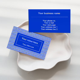 Griechisch Meander Key Squares Muster Blau Visitenkarte
