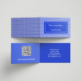 Griechisch Meander Key Squares Muster Blau Visitenkarten