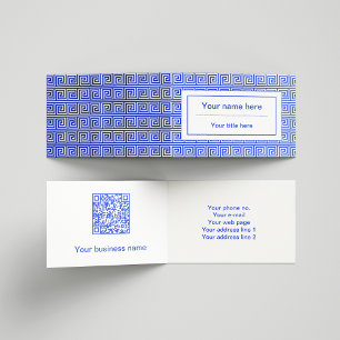 Griechisch Meander Key Squares Muster Blau Visitenkarten