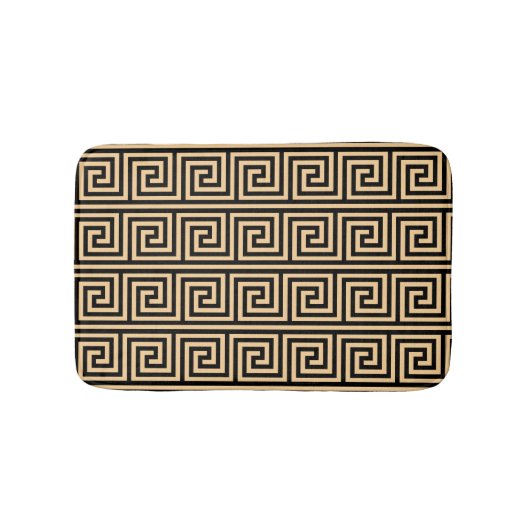 Griechisch Meander Key Squares Muster Brown Badematte (Vorderseite)