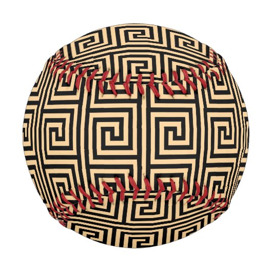 Griechisch Meander Key Squares Muster Brown Baseball (Vorderseite)