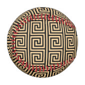 Griechisch Meander Key Squares Muster Brown Baseball (Vorderseite Links)