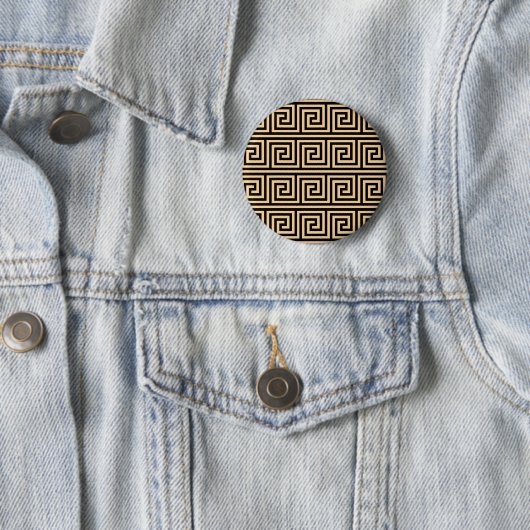 Griechisch Meander Key Squares Muster Brown Button (Beispiel)