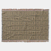 Griechisch Meander Key Squares Muster Brown Decke (Vorderseite)