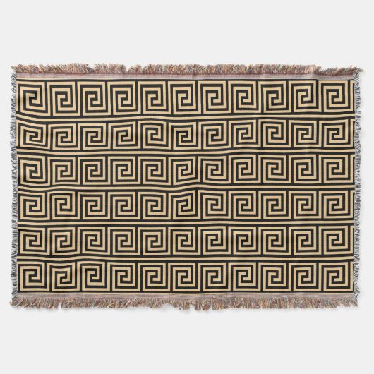 Griechisch Meander Key Squares Muster Brown Decke (Vorderseite)