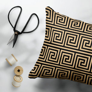 Griechisch Meander Key Squares Muster Brown Dekokissen