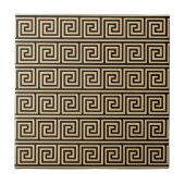 Griechisch Meander Key Squares Muster Brown Fliese (Vorderseite)