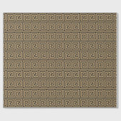 Griechisch Meander Key Squares Muster Brown Geschenkpapier (Flach)
