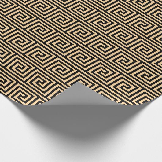 Griechisch Meander Key Squares Muster Brown Geschenkpapier (Ecke)