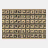 Griechisch Meander Key Squares Muster Brown Geschenkpapier Set (Vorderseite)