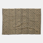 Griechisch Meander Key Squares Muster Brown Geschirrtuch (Horizontal)