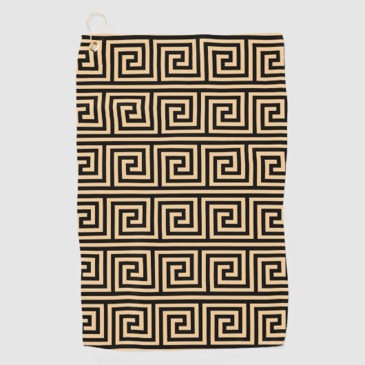 Griechisch Meander Key Squares Muster Brown Golfhandtuch (Vorderseite)