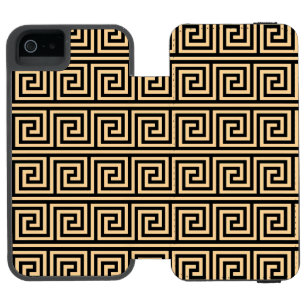 Griechisch Meander Key Squares Muster Brown Incipio Watson™ iPhone 5 Geldbörsen Hülle