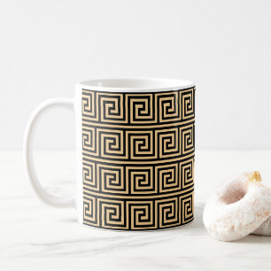 Griechisch Meander Key Squares Muster Brown Kaffeetasse