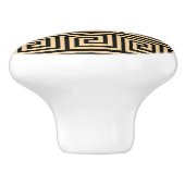 Griechisch Meander Key Squares Muster Brown Keramikknauf (Seitenansicht)