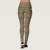 Griechisch Meander Key Squares Muster Brown Leggings (Rückseite)