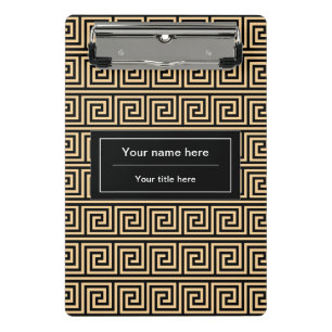 Griechisch Meander Key Squares Muster Brown Mini Klemmbrett