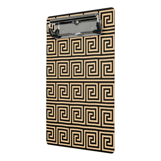 Griechisch Meander Key Squares Muster Brown Mini Klemmbrett (Gewinkelt2)