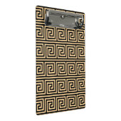 Griechisch Meander Key Squares Muster Brown Mini Klemmbrett (Schrägansicht)