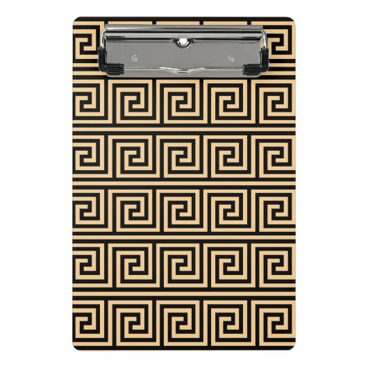 Griechisch Meander Key Squares Muster Brown Mini Klemmbrett (Vorderseite)