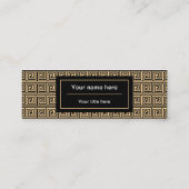 Griechisch Meander Key Squares Muster Brown Mini Visitenkarte (Rückseite)