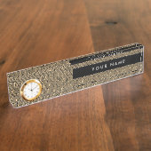 Griechisch Meander Key Squares Muster Brown Namensplakette (Seite)