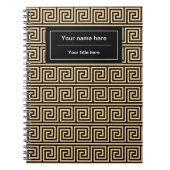 Griechisch Meander Key Squares Muster Brown Notizblock (Vorderseite)
