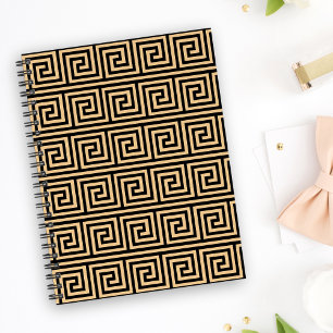 Griechisch Meander Key Squares Muster Brown Notizblock