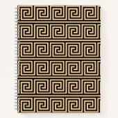 Griechisch Meander Key Squares Muster Brown Notizblock (Vorderseite)