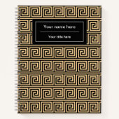 Griechisch Meander Key Squares Muster Brown Notizblock (Vorderseite)