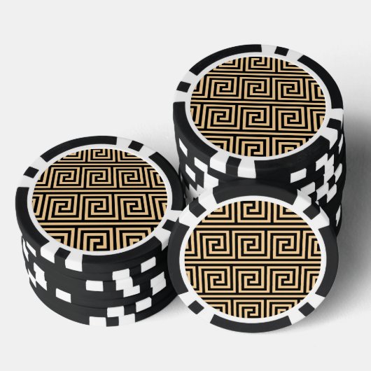 Griechisch Meander Key Squares Muster Brown Pokerchips (Stapel)