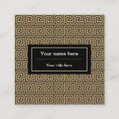 Griechisch Meander Key Squares Muster Brown Quadratische Visitenkarte (Rückseite)