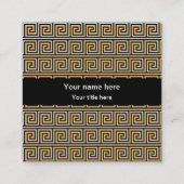 Griechisch Meander Key Squares Muster Brown Quadratische Visitenkarte (Rückseite)