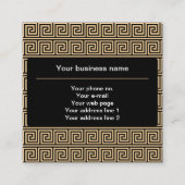 Griechisch Meander Key Squares Muster Brown Quadratische Visitenkarte (Vorderseite)