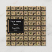 Griechisch Meander Key Squares Muster Brown Quadratische Visitenkarte (Rückseite)