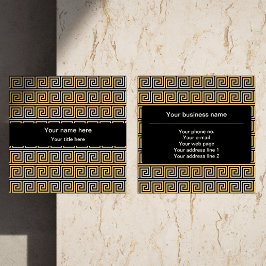Griechisch Meander Key Squares Muster Brown Quadratische Visitenkarte