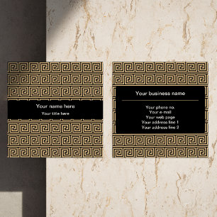Griechisch Meander Key Squares Muster Brown Quadratische Visitenkarte