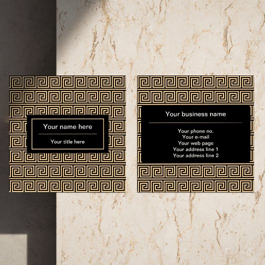 Griechisch Meander Key Squares Muster Brown Quadratische Visitenkarte