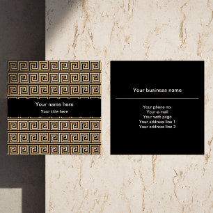 Griechisch Meander Key Squares Muster Brown Quadratische Visitenkarte