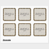 Griechisch Meander Key Squares Muster Brown Quadratischer Aufkleber (Blatt)