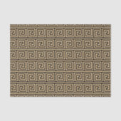 Griechisch Meander Key Squares Muster Brown Seidenpapier (Vorderseite)