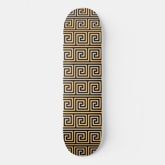 Griechisch Meander Key Squares Muster Brown Skateboard (Vorderseite)