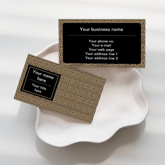 Griechisch Meander Key Squares Muster Brown Visitenkarte
