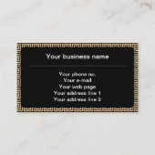 Griechisch Meander Key Squares Muster Brown Visitenkarte (Vorderseite)