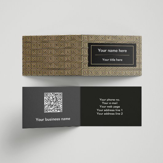 Griechisch Meander Key Squares Muster Brown Visitenkarten