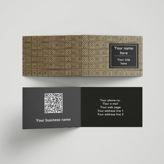 Griechisch Meander Key Squares Muster Brown Visitenkarten